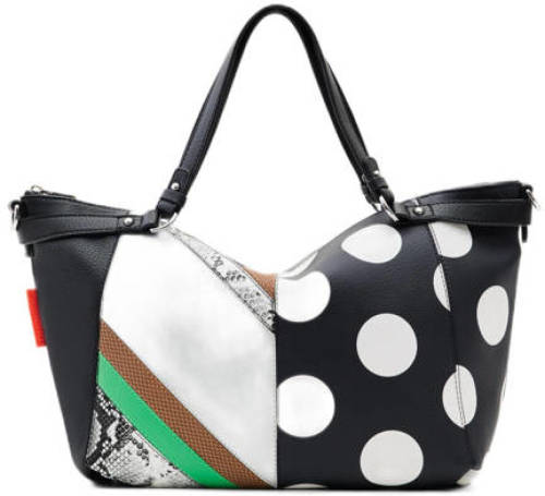 Desigual schoudertas met patchwork zwart