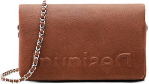 Desigual mini crossbody tas met logo cognac