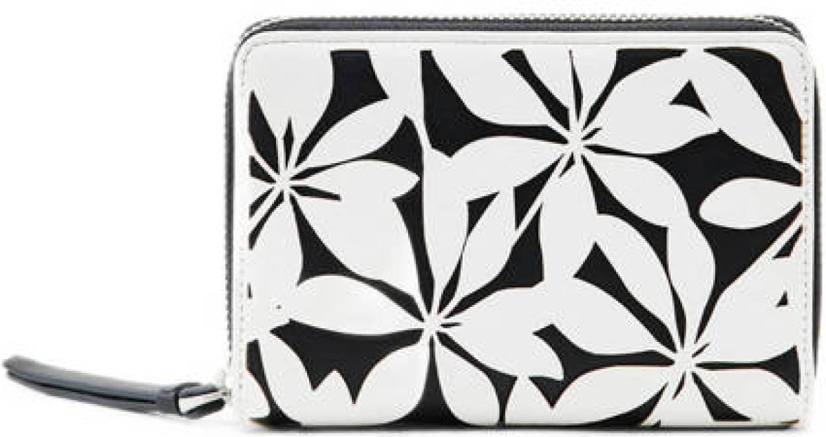 Desigual gestantste portemonnee met bloemen wit/zwart