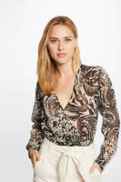 Morgan semi-transparante top met all over print zwart/ecru