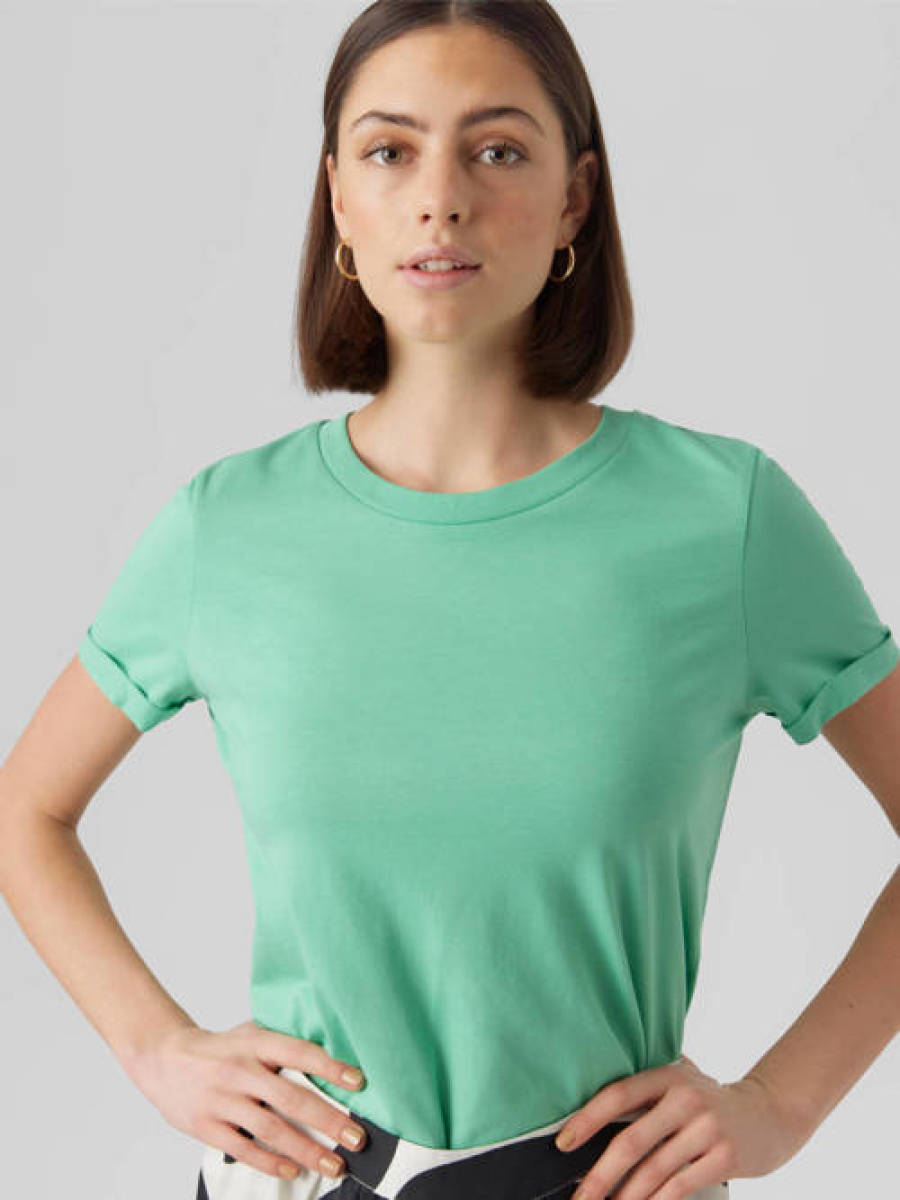 VERO MODA T-shirt VMPAULA jadegroen