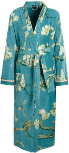 Beddinghouse x Van Gogh museum velours badjas met bloemen lichtblauw