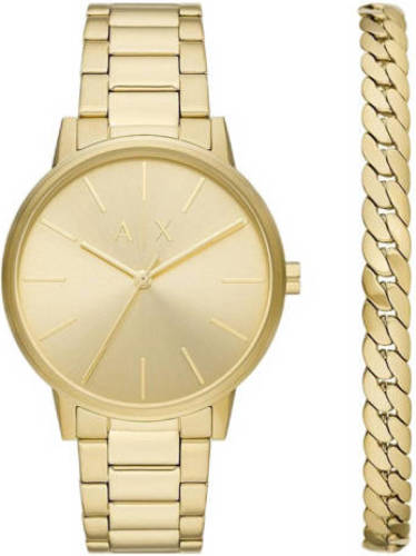 Armani Exchange horloge AX7144SET Emporio Armani met armband goudkleurig