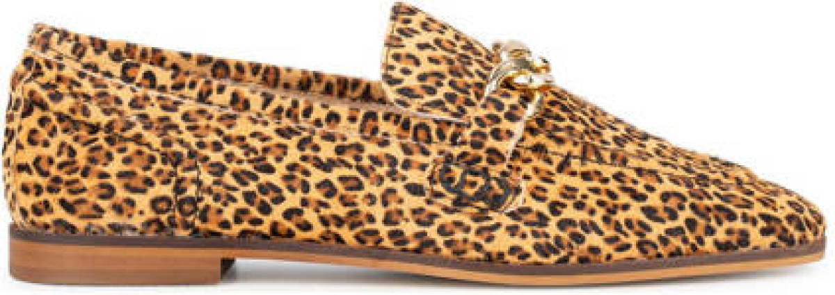 Ps poelman JENNY leren loafers met ponyhair en ketting bruin