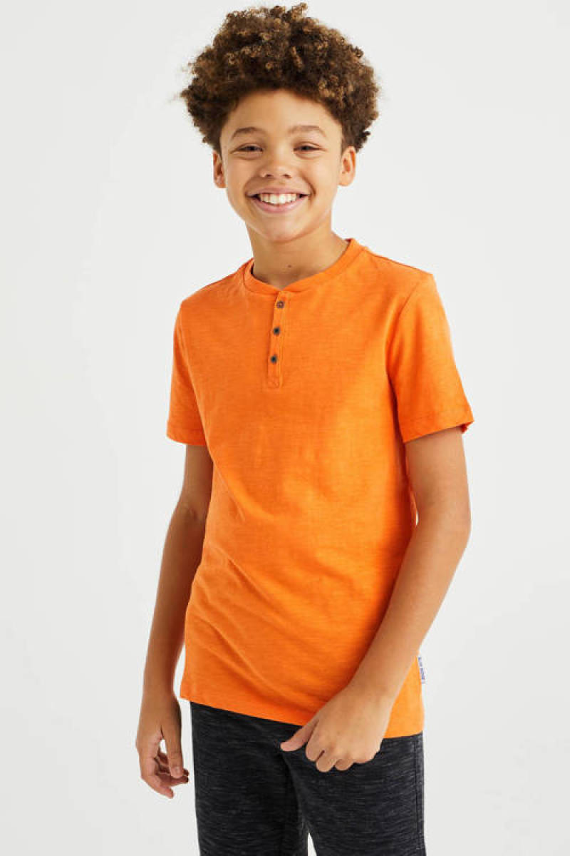 WE Fashion T-shirt van biologisch katoen oranje