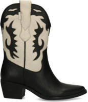 Manfield leren cowboylaarzen zwart/ecru