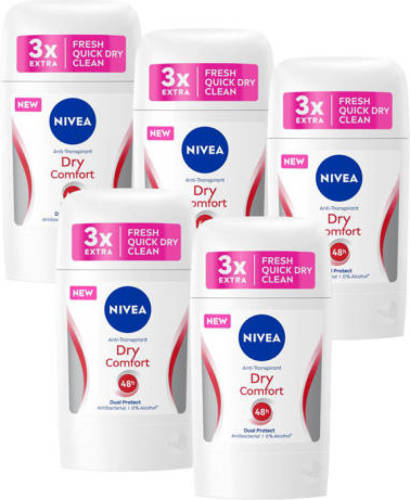 Nivea Dry Comfort Anti-Perspirant deodorant stick - 5 x 50 ml - voordeelverpakking