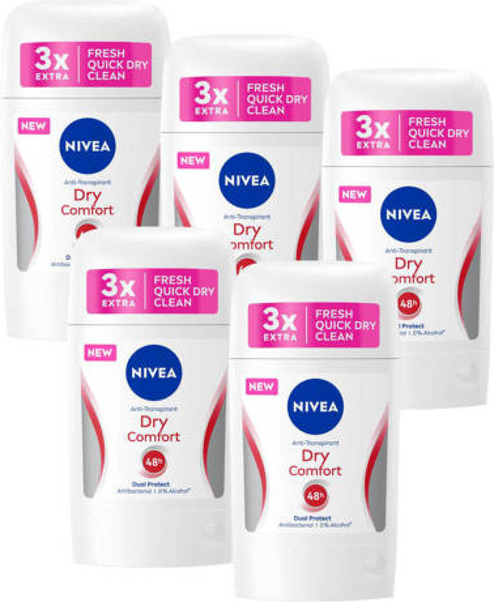 Nivea Dry Comfort Anti-Perspirant deodorant stick - 5 x 50 ml - voordeelverpakking