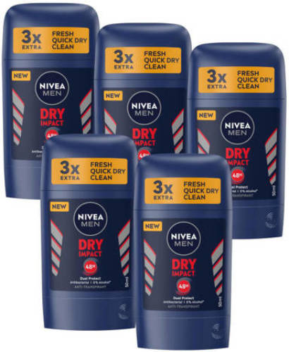 Nivea MEN Dry Impact deodorant stick - 5 x 50 ml - voordeelverpakking