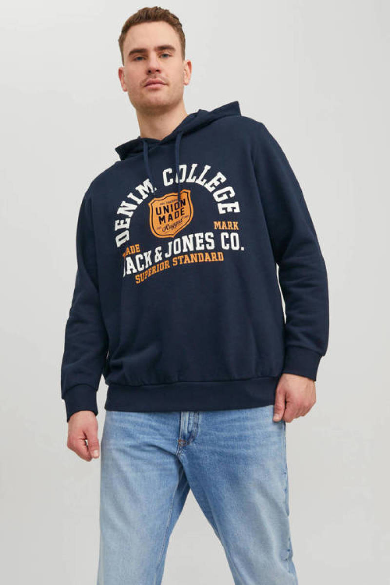 JACK & JONES PLUS SIZE hoodie JJELOGO Plus Size met logo blauw
