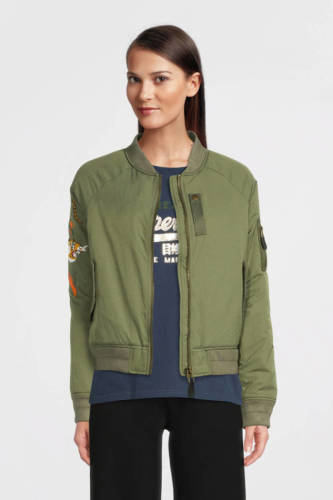 Superdry bomberjack met borduursels groen