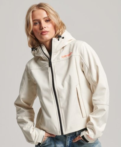 Superdry softshell jas met logo ecru