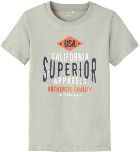 NAME IT KIDS T-shirt NKMBERT met printopdruk lichtgrijs