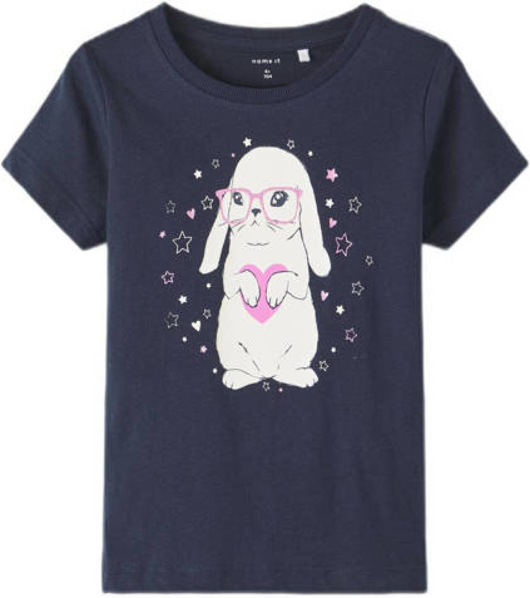 NAME IT MINI T-shirt NKFBRIGITA met printopdruk donkerblauw