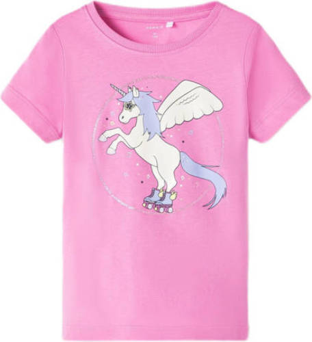 NAME IT MINI T-shirt NKFBRIGITA met printopdruk roze