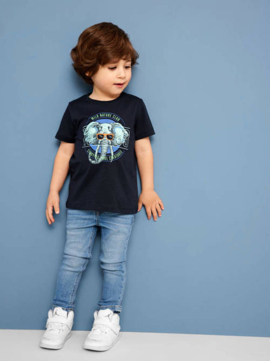 NAME IT MINI T-shirt NMMBERT met printopdruk donkerblauw