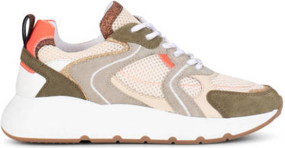 Ps poelman Cibel chunky leren sneakers met glitters kaki multi