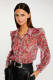 Morgan gebloemde semi-transparante blouse rood/roze/ecru