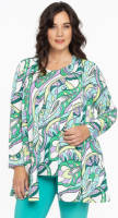 Yoek vest DOLCE van travelstof met paisleyprint groen/wit