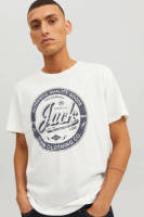 Jack & Jones ESSENTIALS T-shirt JJEJEANS met printopdruk cloud dancer