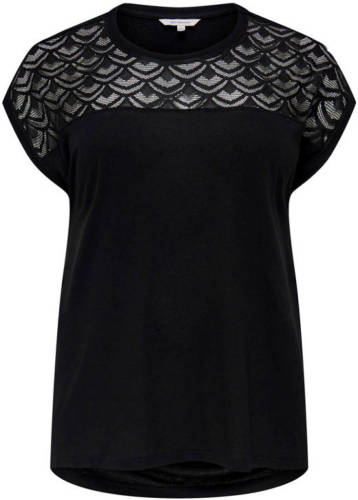 ONLY CARMAKOMA top met kant zwart