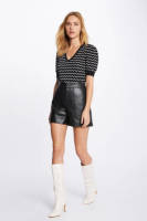 Morgan imitatieleren high waist straight fit short zwart