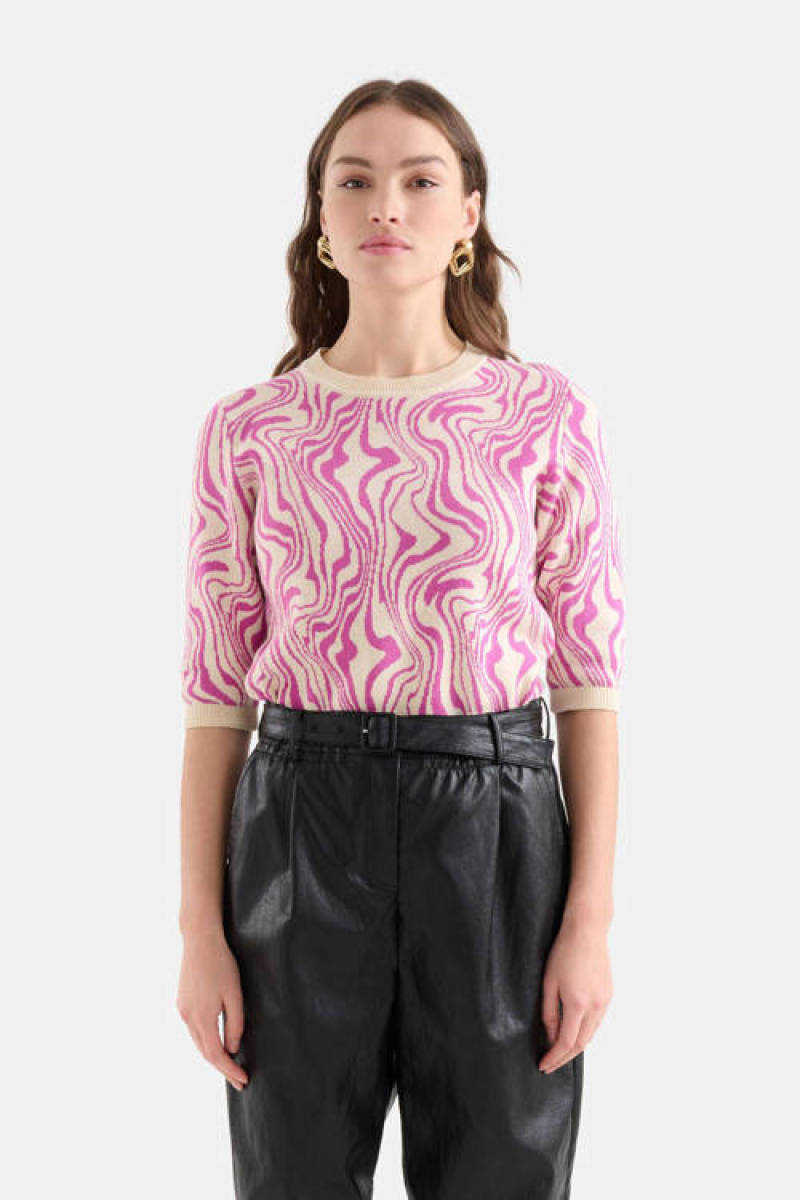 Shoeby Eksept geweven top met all over print beige/roze