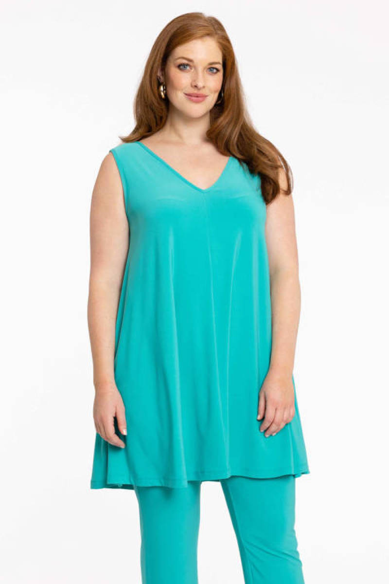 Yoek singlet DOLCE van travelstof turquoise