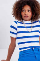 Cache Cache gestreepte ribgebreide top wit/ blauw