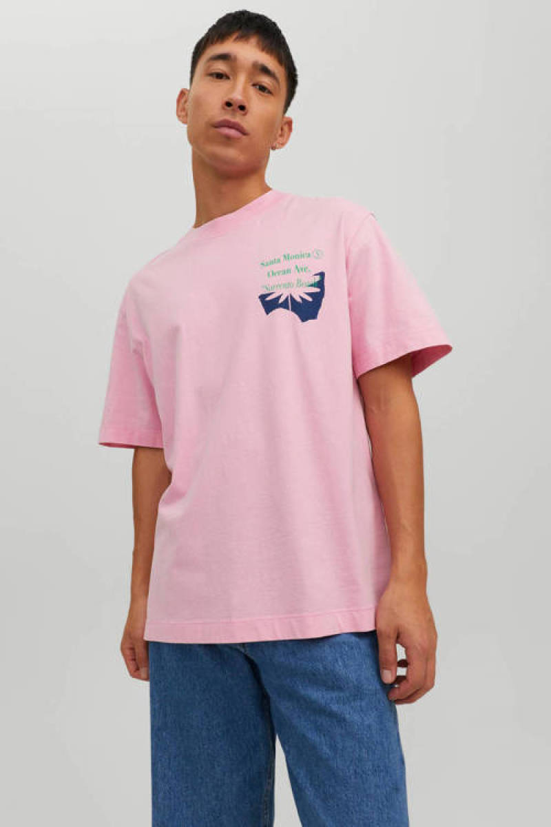Jack & Jones ORIGINALS T-shirt JOREXOTIC met backprint paars