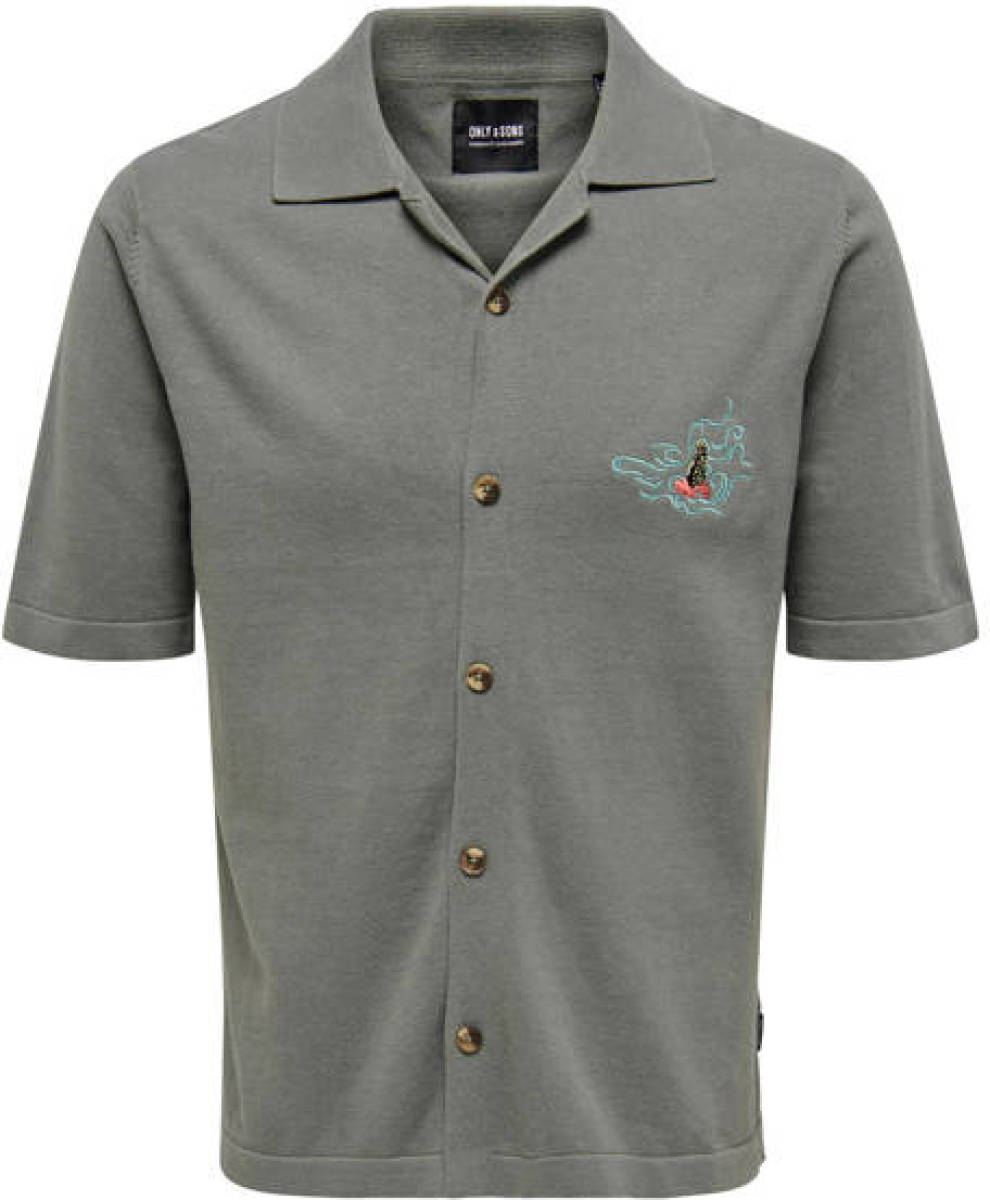 ONLY & SONS regular fit overhemd ONSPLATON met printopdruk grijs
