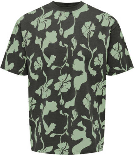 ONLY & SONS T-shirt met all over print castor gray