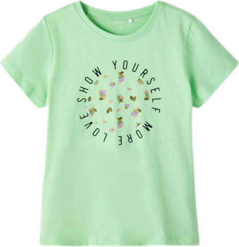 NAME IT KIDS T-shirt NKFDOLEJMA met printopdruk lichtgroen