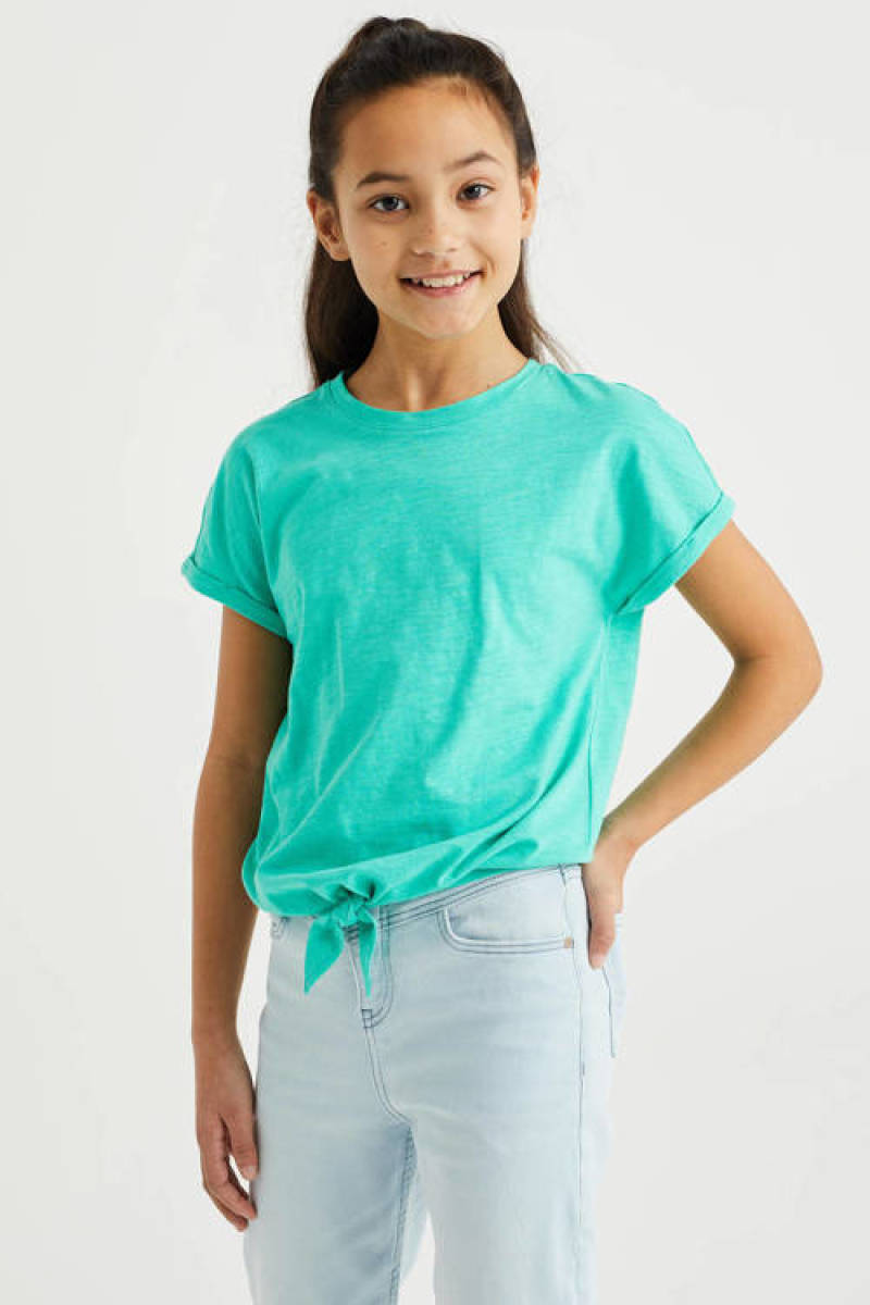 WE Fashion T-shirt van biologisch katoen groen