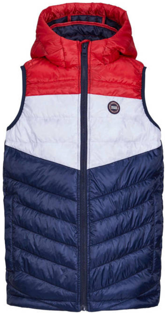 Jack & Jones JUNIOR bodywarmer JJEHERO navy/rood/wit
