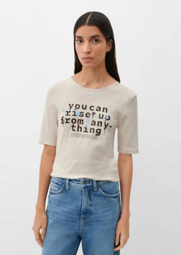 s.Oliver T-shirt met tekst offwhite