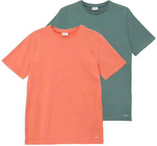 s.Oliver T-shirt - set van 2 oranje/groen