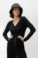 Q/S designed by fijngebreid vest met open detail zwart