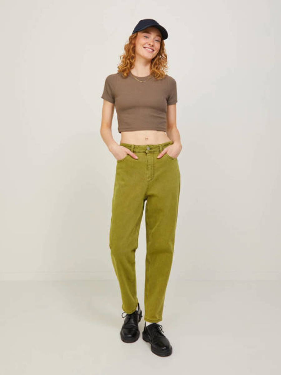 JJXX ribgebreide crop top JXFLORIE bruin