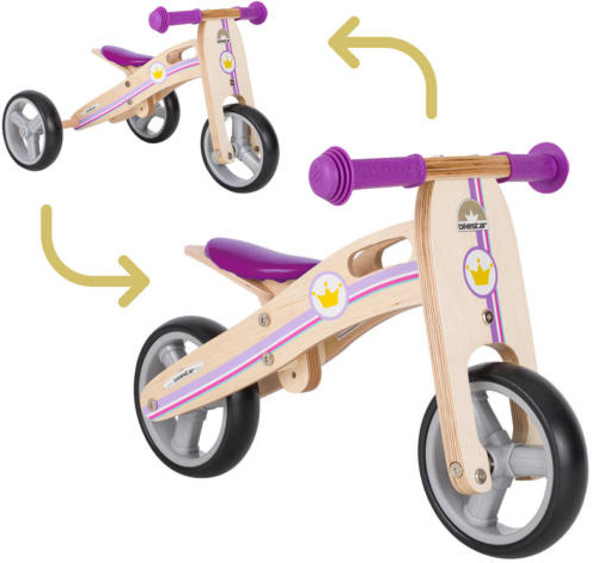Bikestar mini loopfiets 2 in 1, hout, lila