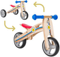 Bikestar mini loopfiets 2 in 1, hout, blauw