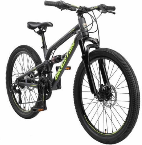 Bikestar MTB Fully kinderfiets 24 inch zwart