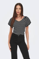 Only gestreepte ribgebreide top ONLLEELO zwart/wit