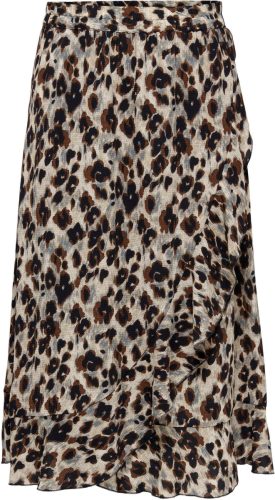 Only midi rok ONLCARLY met panterprint en volant bruin/zwart