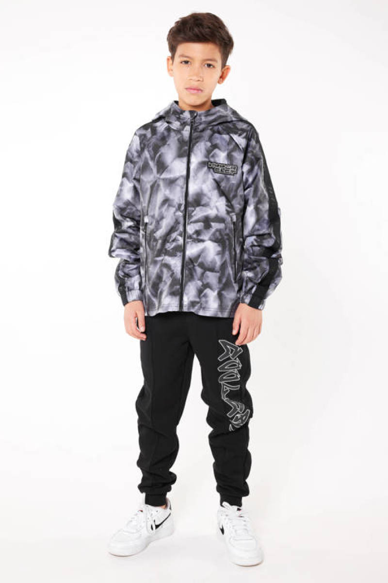 CoolCat Junior zomerjas Jessy met all over print grijs/zwart