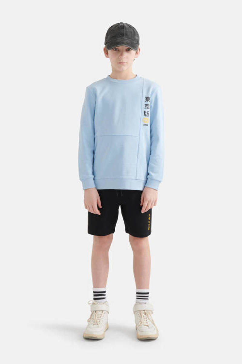 Shoeby Jill & Mitch sweater met printopdruk lichtblauw