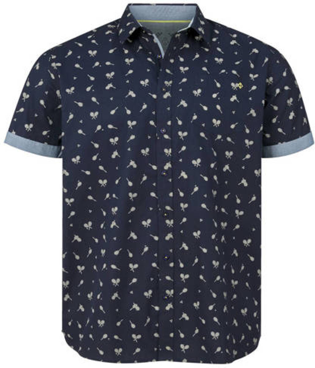 Charles Colby +FIT Collectie regular fit overhemd DUKE NEHEMIA Plus Size met all over print donkerblauw