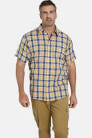 Charles Colby +FIT Collectie geruit regular fit overhemd DUKE NELO Plus Size geel