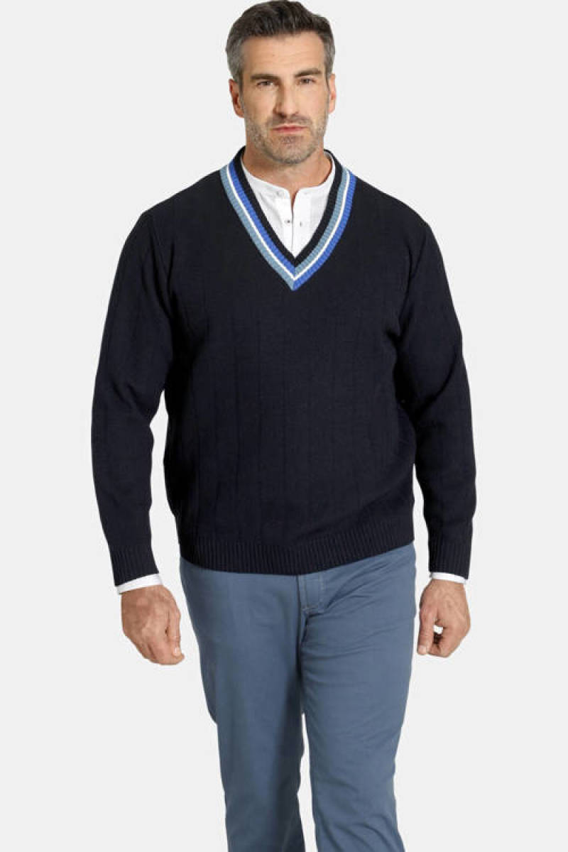 Charles Colby +FIT Collectie trui EARL JABBE Plus Size donkerblauw