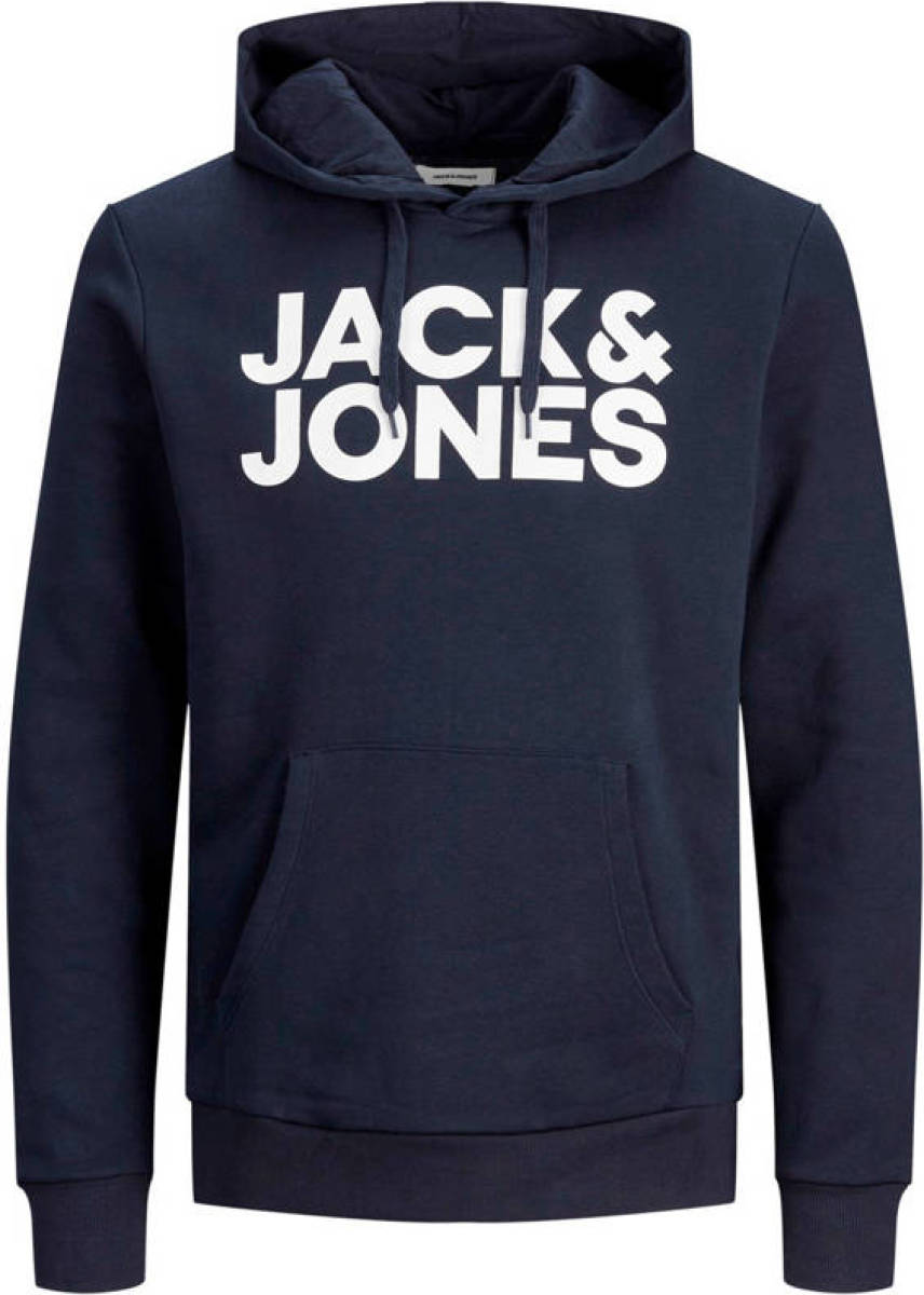 Jack & Jones ESSENTIALS hoodie met logo opdruk marine